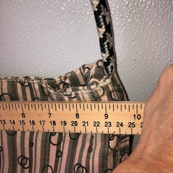 Kavu Pink Gray Striped Crossbody Strap Pockets Casual Canvas Sling Bag Purse - Picture 11 of 16